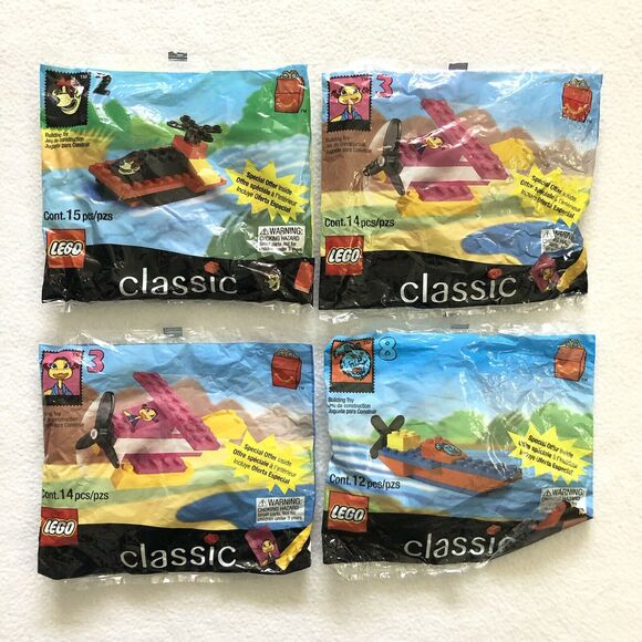 New Sealed 1999 McDonalds Lego Classic Happy Meal 2 3 8 Seaplane Plane Boat Lot - Picture 1 of 8